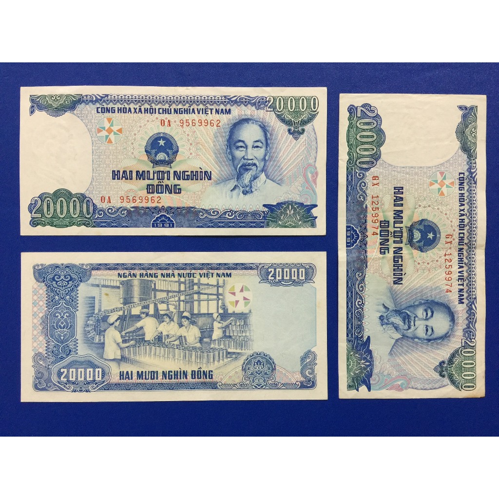 20 nghìn giấy cotton năm 1991 màu xanh ngày xưa