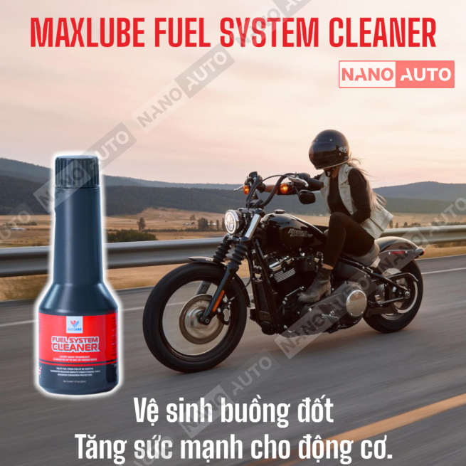 Chai súc bình xăng MAXLUBE, phụ gia vệ sinh buồng đốt, kim phun 60ml, Fuel System Cleaner