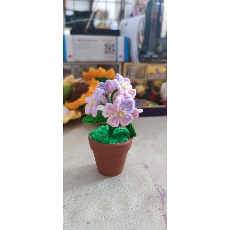 Chậu hoa Lưu Ly bằng len