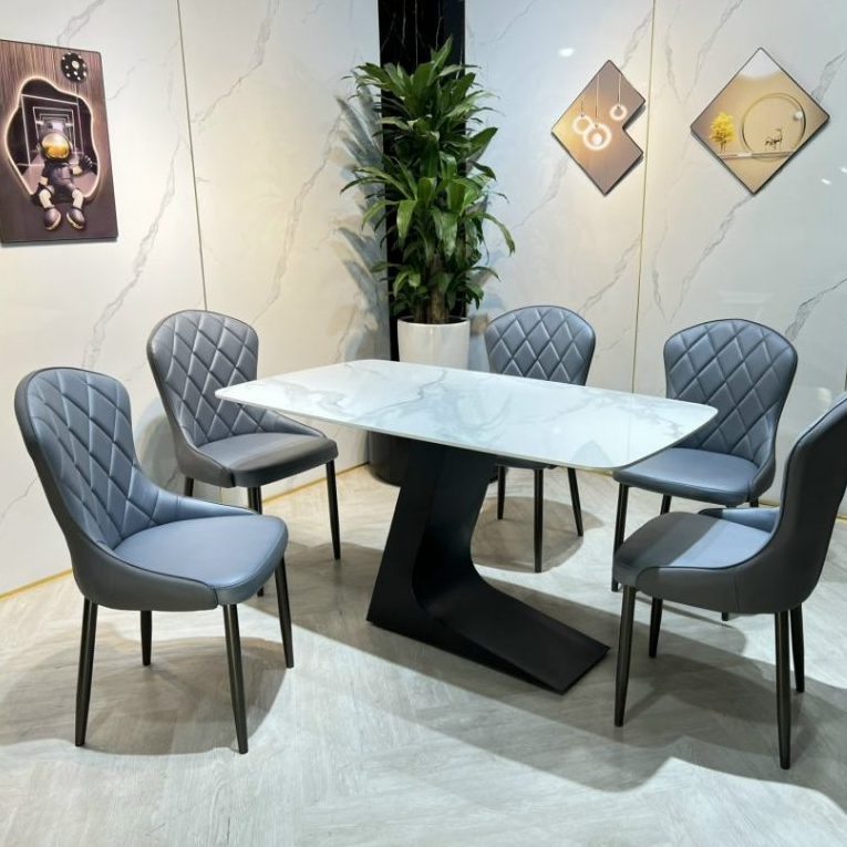 Bàn ăn mặt đá chân chữ L nhập khẩu