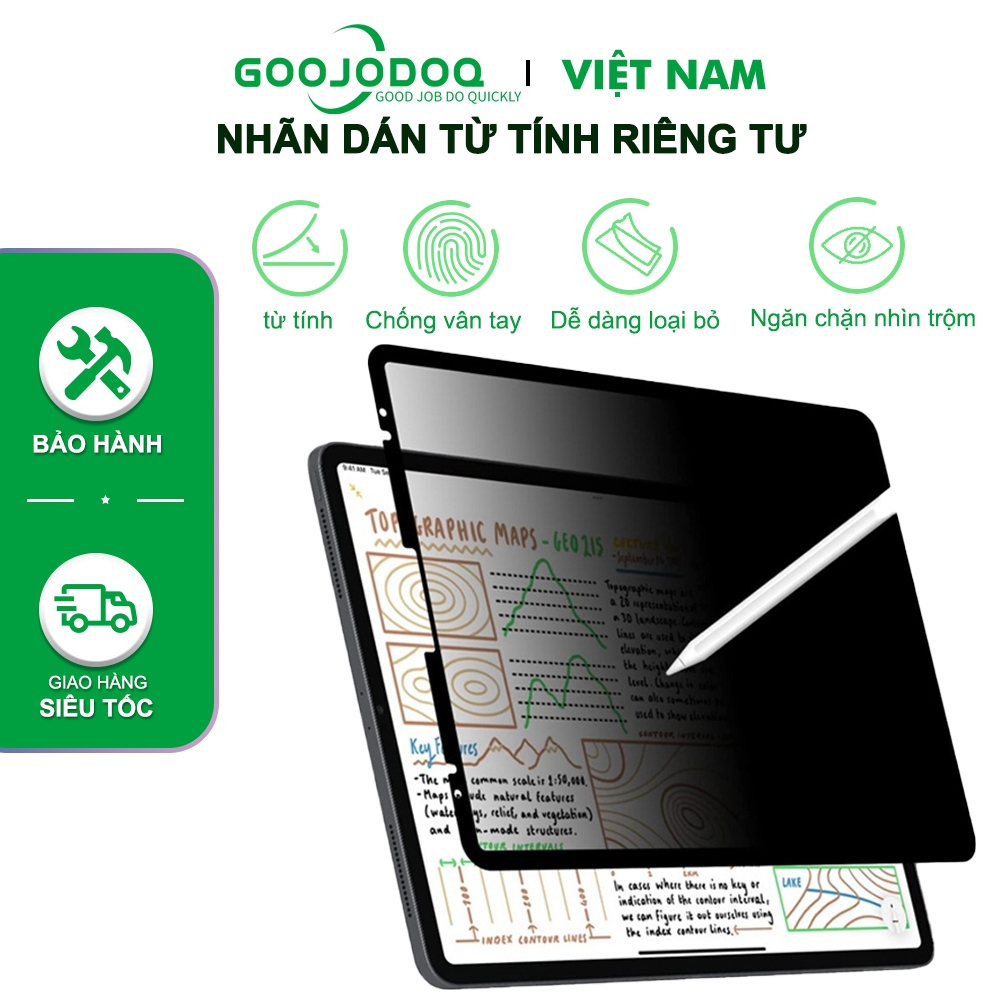 Phim bảo vệ màn hình GOOJODOQ cho iPad Pro 11 Air 4 5 10.9 cho iPad 7/8/ 9th Generation Pro 12.9 Chống nhìn trộm