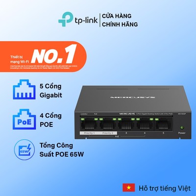 Bộ Switch Chia Mạng Mercusys MS105GP/ MS108GP/ MS110P/ MS106LP với Cổng PoE+