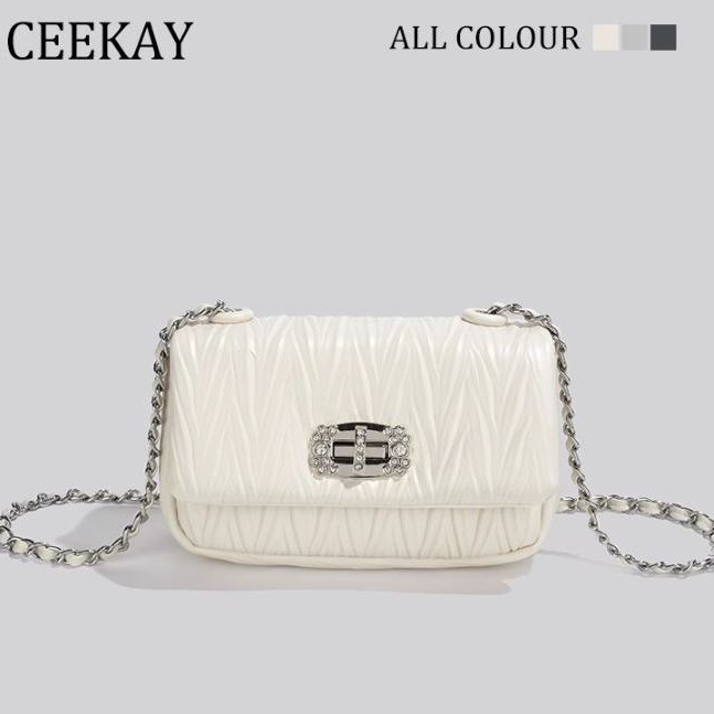 🌸Hàng Order🌸 Túi Xách Nữ CEEKAY Da Trơn Dập Vân Nổi Quai Da Phối Xích Quả Lắc Sang Chảnh Nữ Tính 🌸Hàng Quảng Châu
