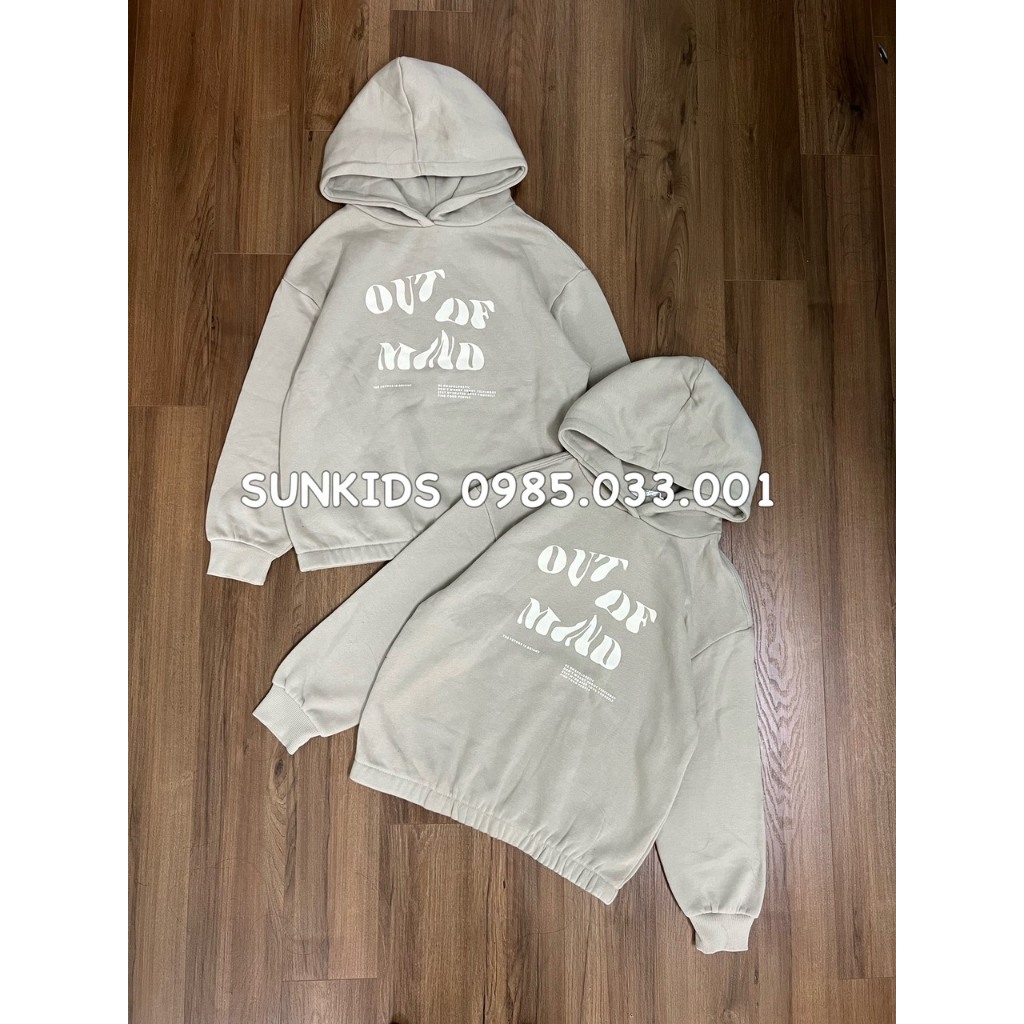 Áo nỉ hoodie xanh xám (có sz mẹ và bé)