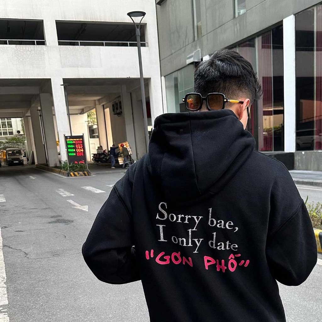 Áo khoác hoodie sorry babe I ONLY DATE BOY PHỐ Girl Phố nam nữ đen trắng xám sweater cổ tròn mùa đông HD163 L66