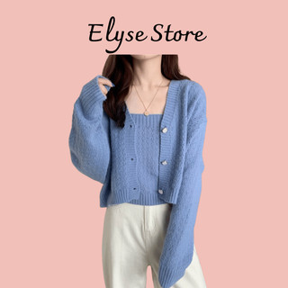 [ XẢ KHO]Áo khoác cardigan nữ set 2 chi tiết kèm áo hai dây len dệt kim nữ dài tay dáng ngắn ulzzang phong cách Hàn Quốc