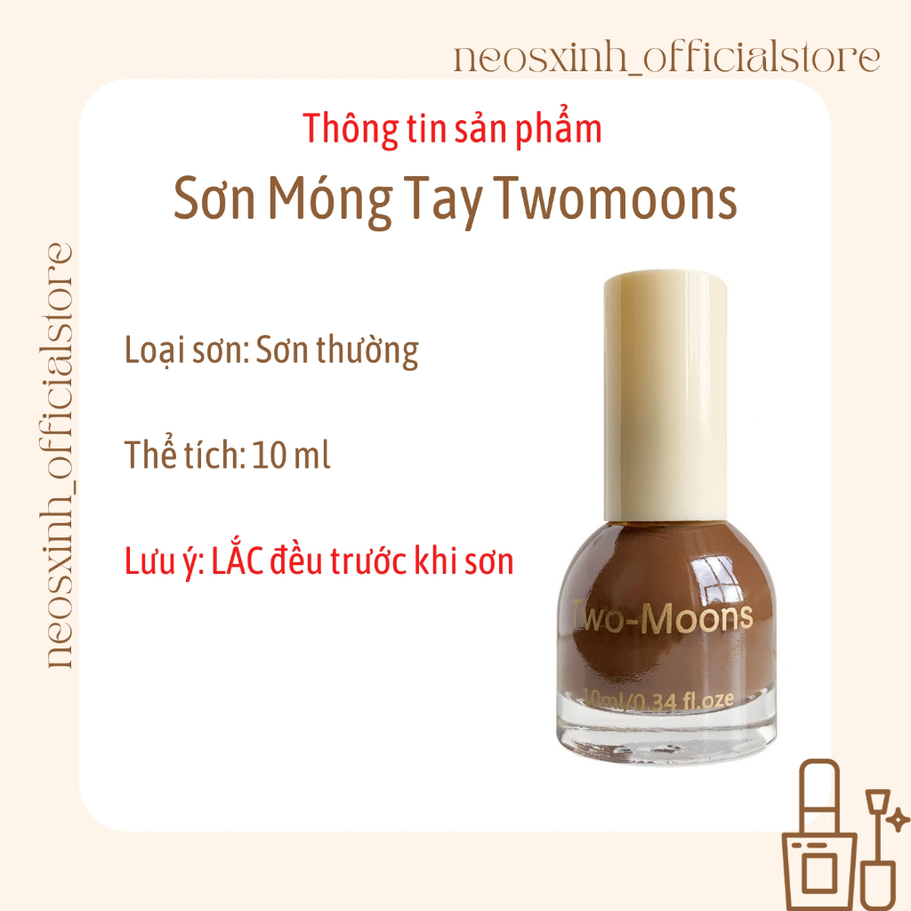 Sơn Móng Tay Twomoons SET 2 LỌ #1 Nude Đen Trắng Kim Tuyến Pastel - Neosxinh Nails