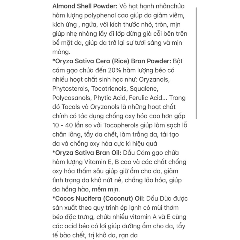 Tẩy tế bào chết hạnh nhân cám gạo  200gr