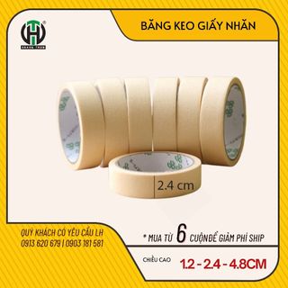 Băng keo giấy nhăn 6 cuộn dài 20m khổ 1.2cm / 2.4cm / 4.8cm