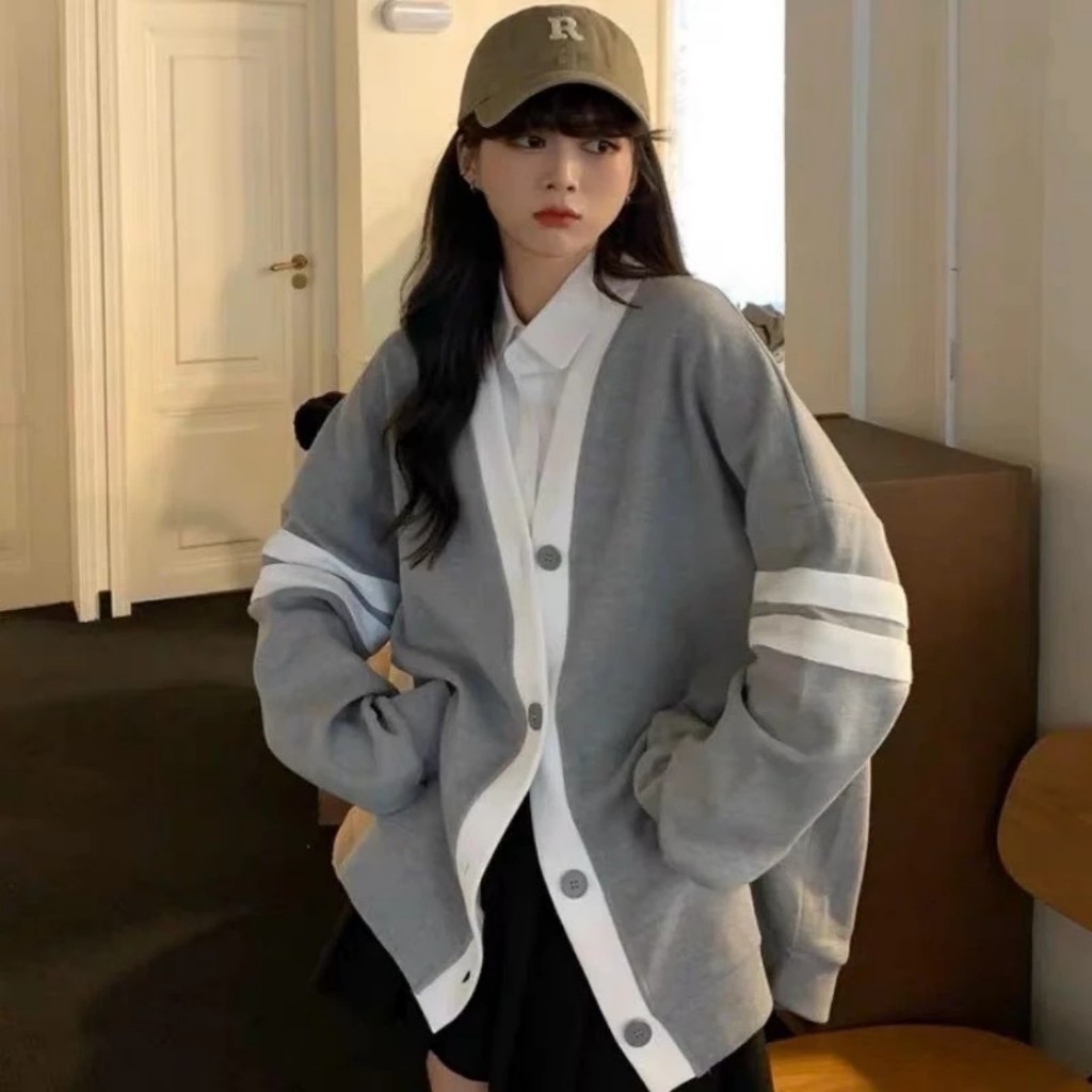 Áo len cardigan phối viền sọc trắng - Springgirl - Cadiganphoivien102_P5K9.10