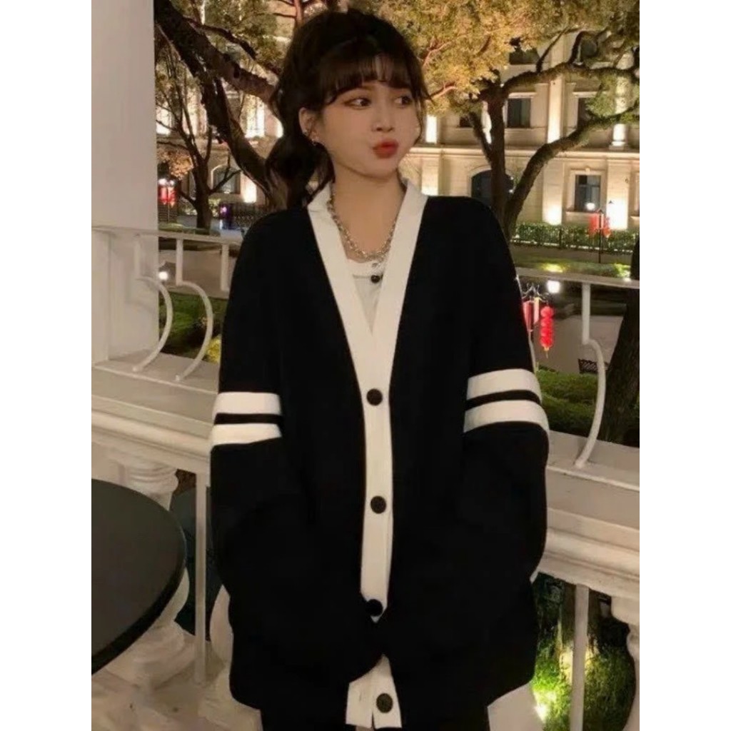 Áo len cardigan phối viền sọc trắng - Springgirl - Cadiganphoivien102_P5K9.10
