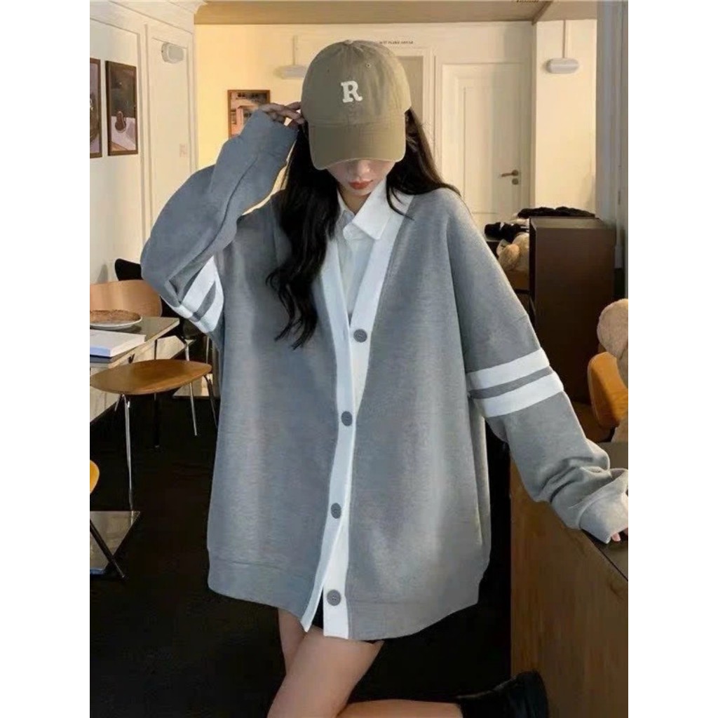 Áo len cardigan phối viền sọc trắng - Springgirl - Cadiganphoivien102_P5K9.10