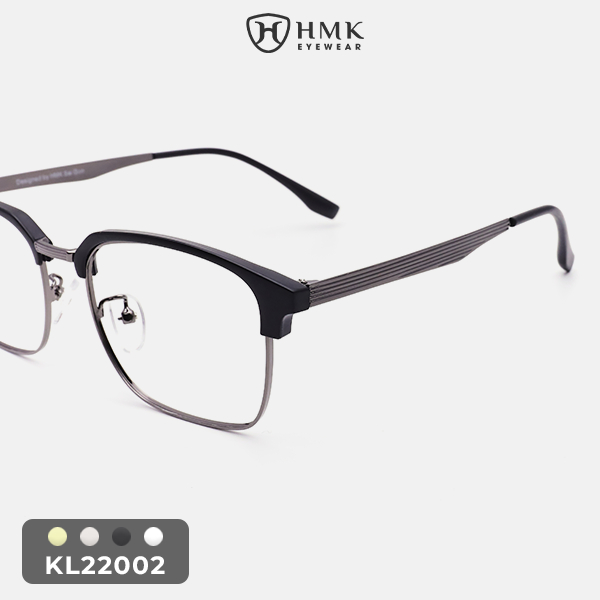 Gọng Kính Cận Kim Loại Nam Nữ HMK Clubmaster Dáng Vuông - KL22002