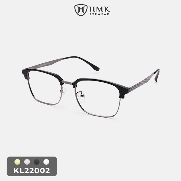 Gọng Kính Cận Kim Loại Nam Nữ HMK Clubmaster Dáng Vuông - KL22002