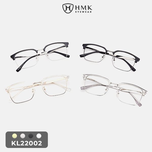 Gọng Kính Cận Kim Loại Nam Nữ HMK Clubmaster Dáng Vuông - KL22002