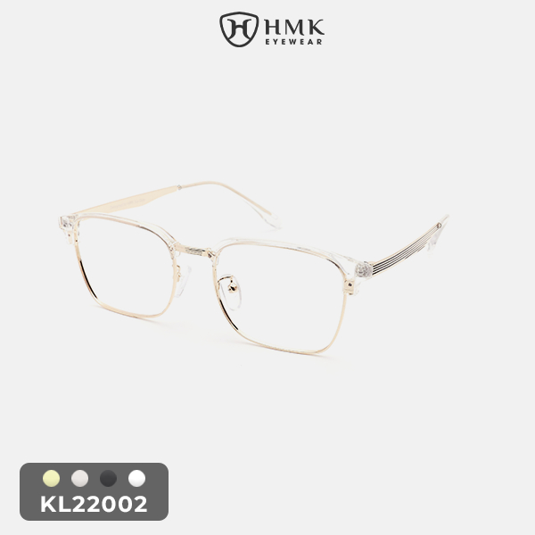 Gọng Kính Cận Kim Loại Nam Nữ HMK Clubmaster Dáng Vuông - KL22002