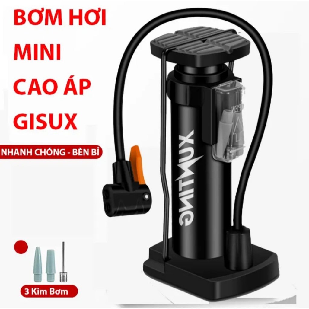 Bơm đạp chân mini đút cốp xe, đầu van đa năng, bơm xe đạp, xe máy, thú nhún, đệm hơi