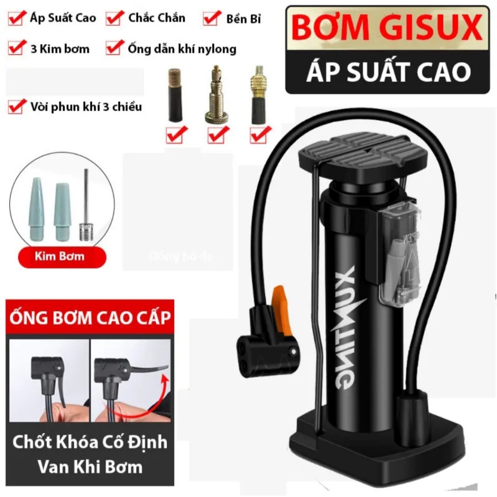 Bơm đạp chân mini đút cốp xe, đầu van đa năng, bơm xe đạp, xe máy, thú nhún, đệm hơi