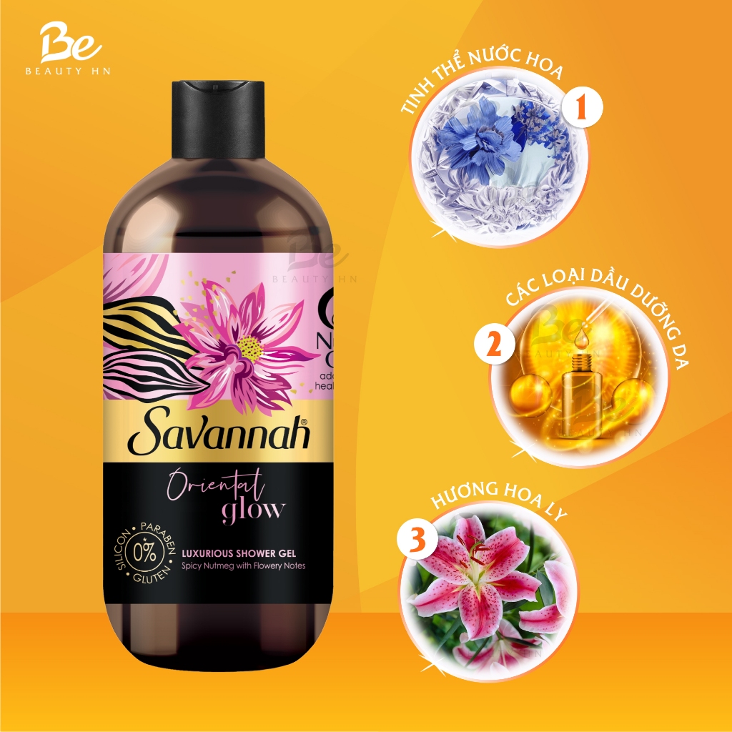 Sữa tắm nước hoa dưỡng da Savannah lưu hương lâu ngăn ngừa lão hóa 500ml