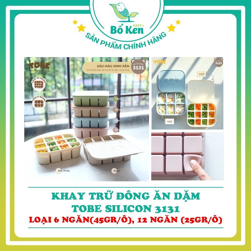 Shop Bố Ken - Khay Trữ Đông Đồ Ăn Dặm Có Nắp TOBÉ - Chất Liệu Eco Silicone
