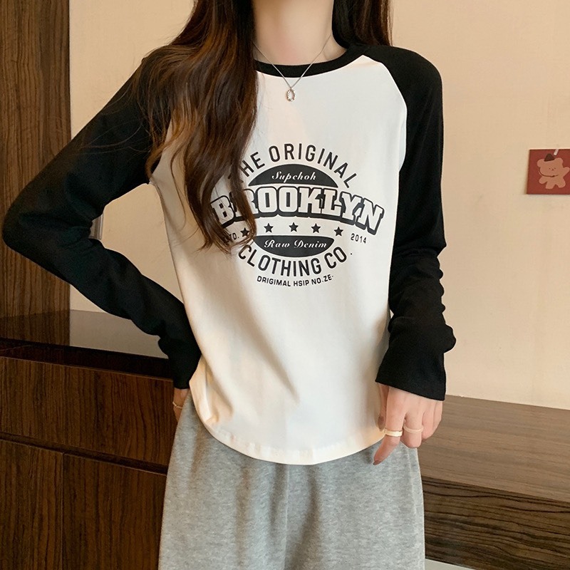 Áo thun dài tay nữ thun cotton co giãn thoáng mát thấm hút mồ hôi in hình đơn giản trẻ trung thời trang bán chạy giá rẻ