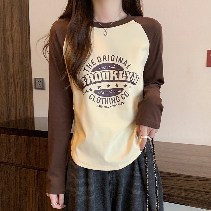 Áo thun dài tay nữ thun cotton co giãn thoáng mát thấm hút mồ hôi in hình đơn giản trẻ trung thời trang bán chạy giá rẻ