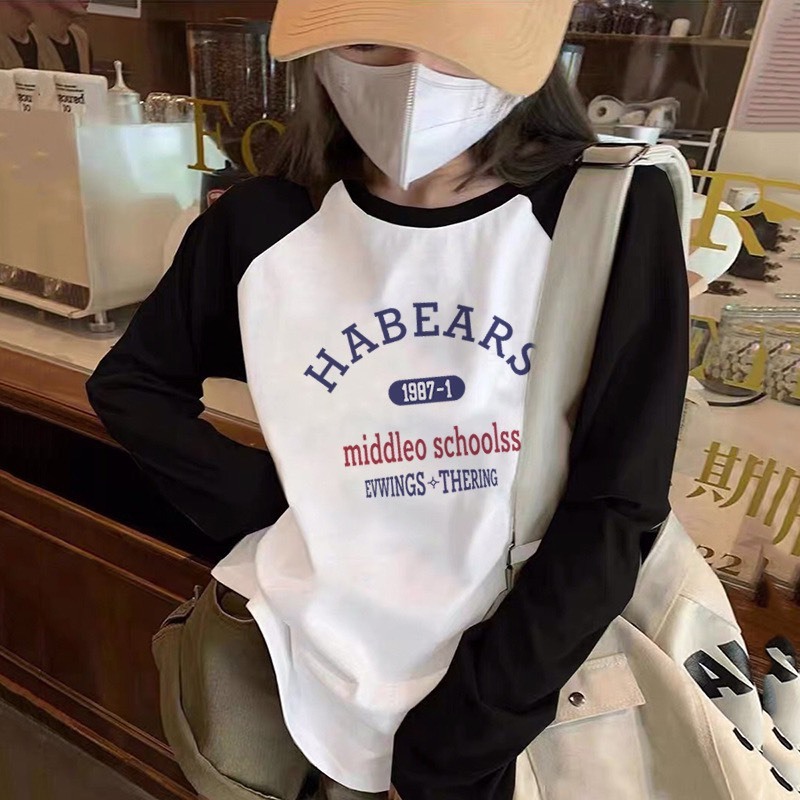 Áo thun dài tay nữ thun cotton co giãn thoáng mát thấm hút mồ hôi in hình đơn giản trẻ trung thời trang bán chạy giá rẻ