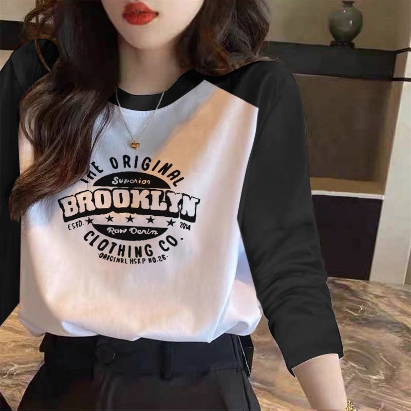 Áo thun dài tay nữ thun cotton co giãn thoáng mát thấm hút mồ hôi in hình đơn giản trẻ trung thời trang bán chạy giá rẻ