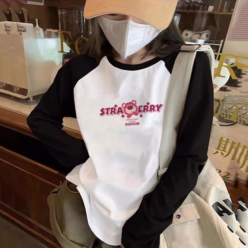 Áo thun dài tay nữ thun cotton co giãn thoáng mát thấm hút mồ hôi in hình đơn giản trẻ trung thời trang bán chạy giá rẻ