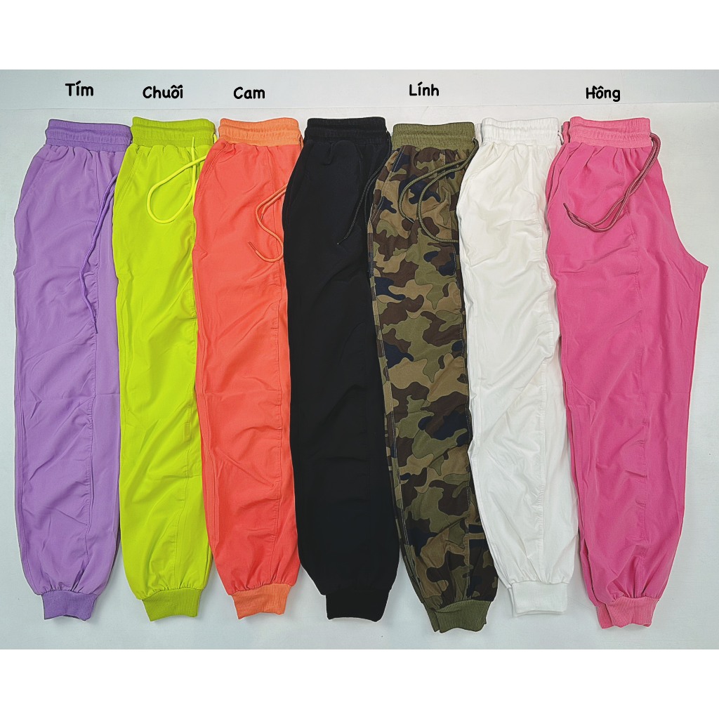 Quần Dài Jogger Thể Thao Nhún, Chất Xi Dù Co Giãn Nhẹ Siêu Đẹp