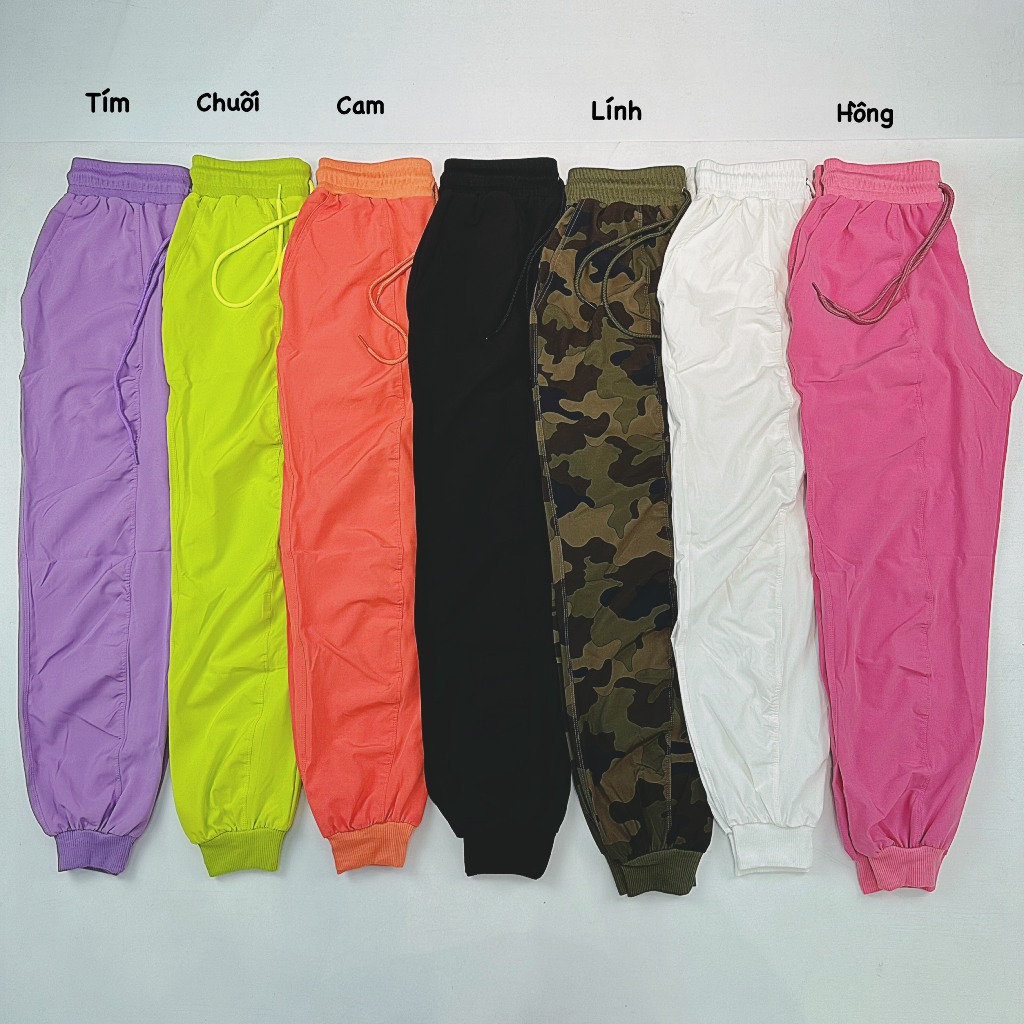 Quần Dài Jogger Thể Thao Nhún, Chất Xi Dù Co Giãn Nhẹ Siêu Đẹp