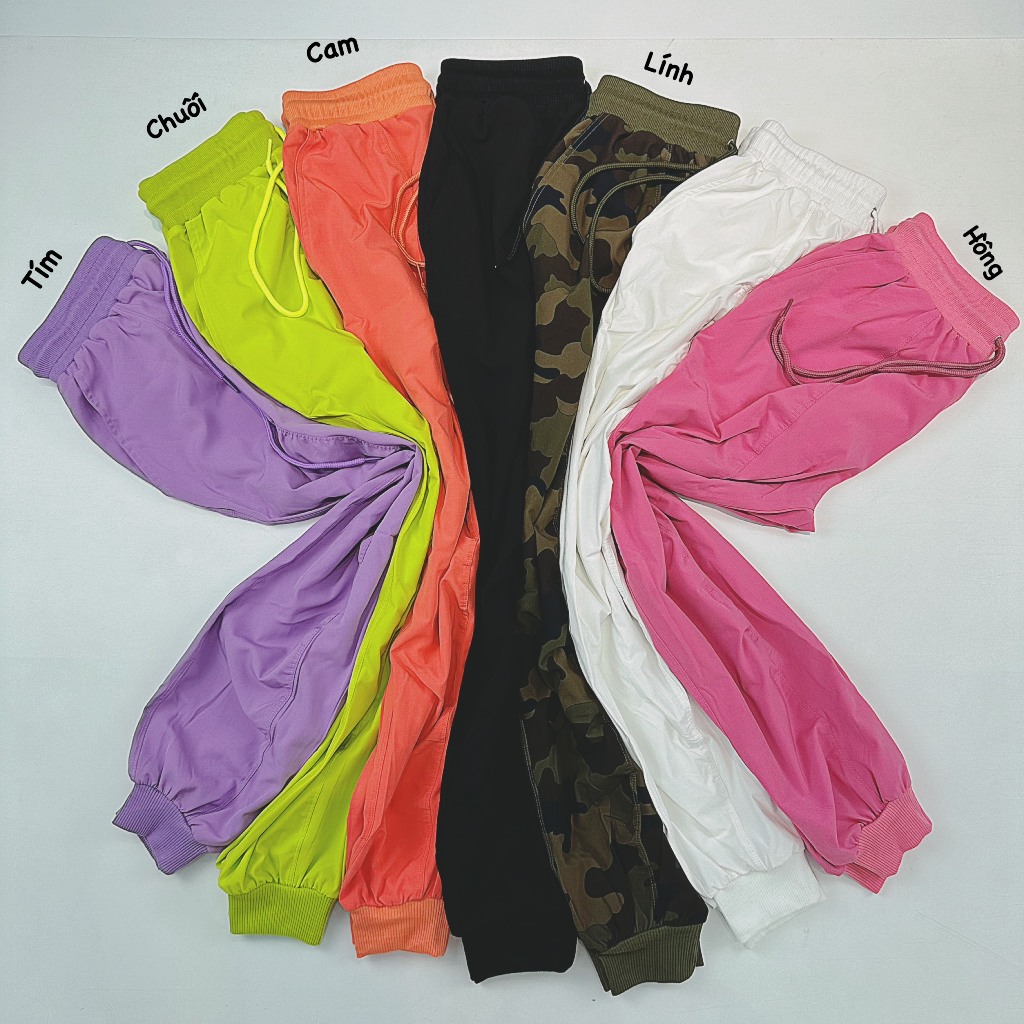 Quần Dài Jogger Thể Thao Nhún, Chất Xi Dù Co Giãn Nhẹ Siêu Đẹp