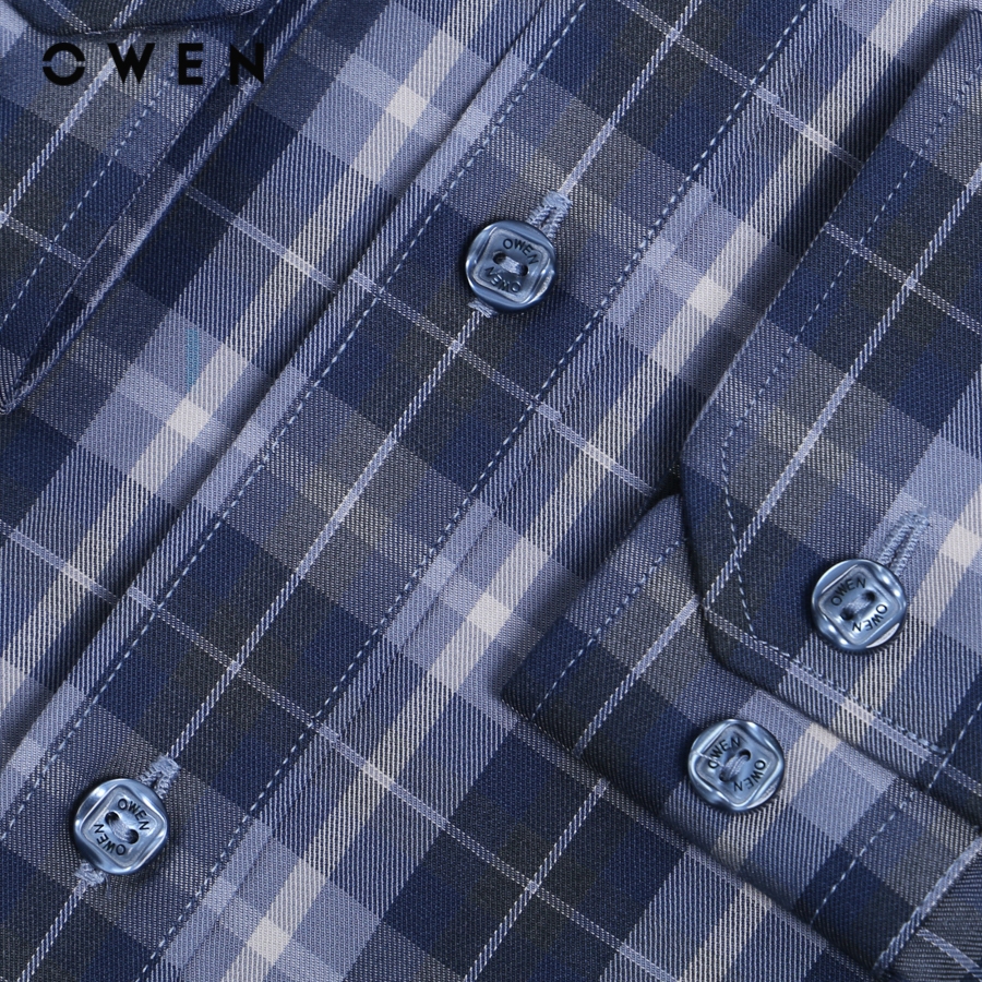 OWEN - Áo sơ mi dài tay Slim Fit màu Navy chất liệu Bamboo - AS23221D