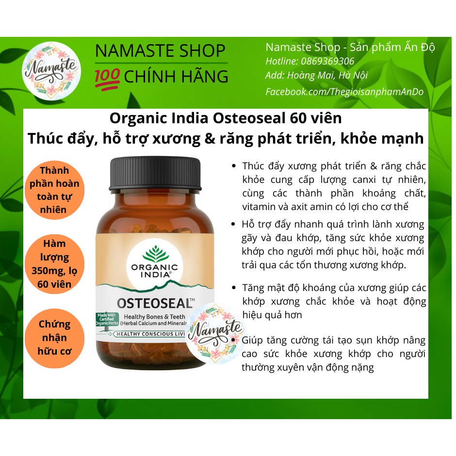 Organic India Osteoseal - Viên Uống Bổ Sung Canxi Tự Nhiên Cho Xương & Răng Khỏe Mạnh