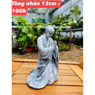 Tượng tiểu cảnh Tăng Nhân cúi bái trang trí tiểu cảnh, terra, bán cạn