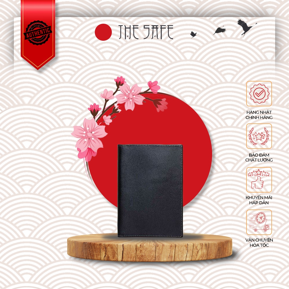 [Sẵn fullbox] Ví da gấp đôi, gập dọc, bóp nam dáng đứng da lì mềm Valentino Creations Japan