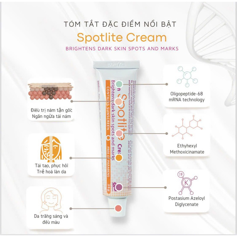 Kem nám Spotlite công nghệ mArn Liposome giảm nám hiệu quả