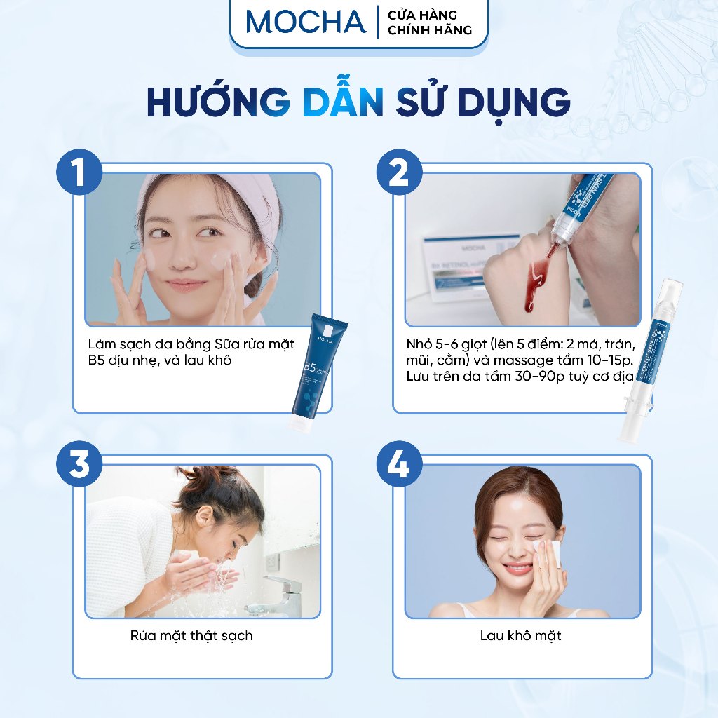 Peel Da Vi Tảo Retinol Mix Peel MOCHA, Tinh Chất Tái Tạo Da Sinh Học Tại Nhà 10ml x 2