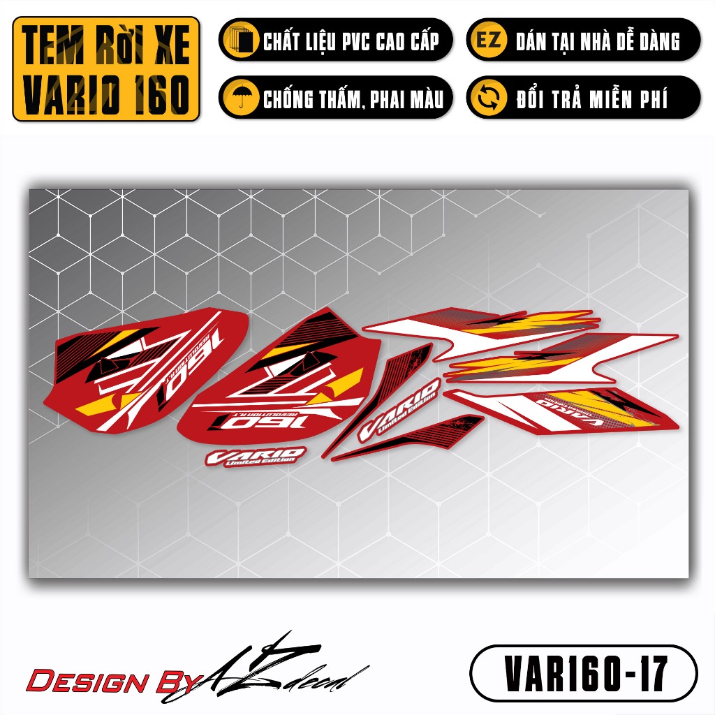 Tem Xe Vario 160 2023 Limited Edition | VAR160-17 | Team Decal Hình Dán Xe Máy Chống Nước Chống Xước