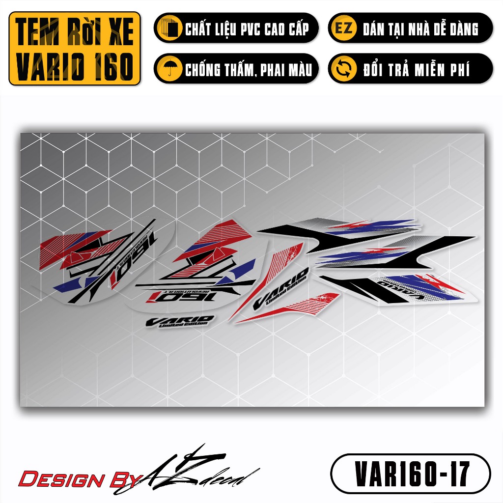 Tem Xe Vario 160 2023 Limited Edition | VAR160-17 | Team Decal Hình Dán Xe Máy Chống Nước Chống Xước