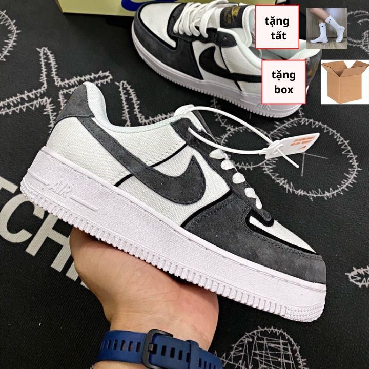Giày sneaker _Nike Xám lông Chuột Bản Cao Cấp, Giày AF1 Nam Nữ Đế Air Bản Chuẩn Full Phụ Kiệ