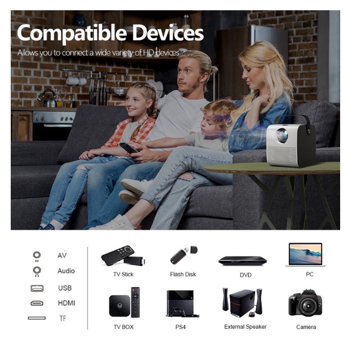 Máy chiếu Android Q3 PRO Mini 8500 Lumens HD 1080P 4K WiFi LED Projector.