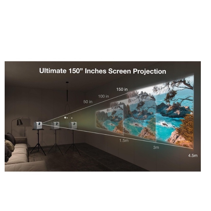 Máy chiếu Android Q3 PRO Mini 8500 Lumens HD 1080P 4K WiFi LED Projector.