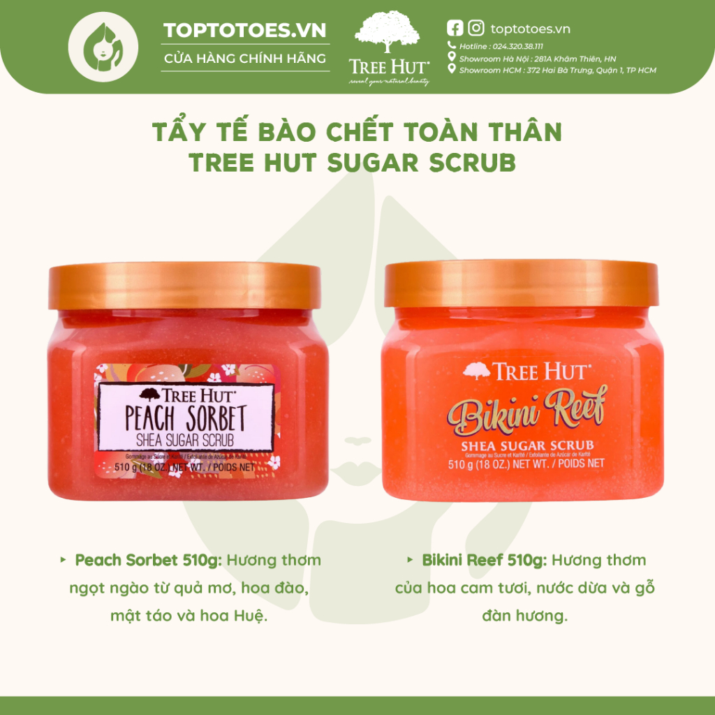 Tẩy tế bào chết toàn thân Tree Hut Sugar Scrub 255g/510g
