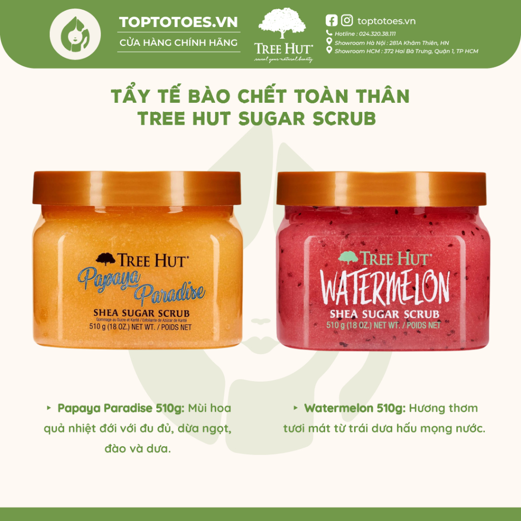 Tẩy tế bào chết toàn thân Tree Hut Sugar Scrub 255g/510g