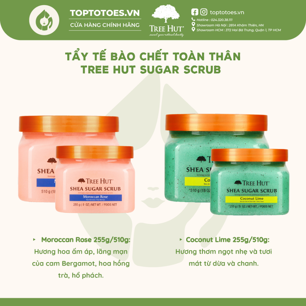 Tẩy tế bào chết toàn thân Tree Hut Sugar Scrub 255g/510g