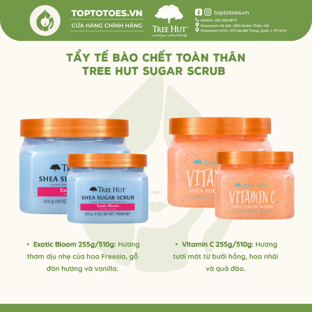 Tẩy tế bào chết toàn thân Tree Hut Sugar Scrub 255g/510g