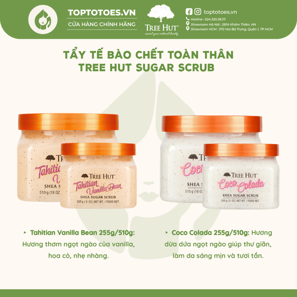 Tẩy tế bào chết toàn thân Tree Hut Sugar Scrub 255g/510g