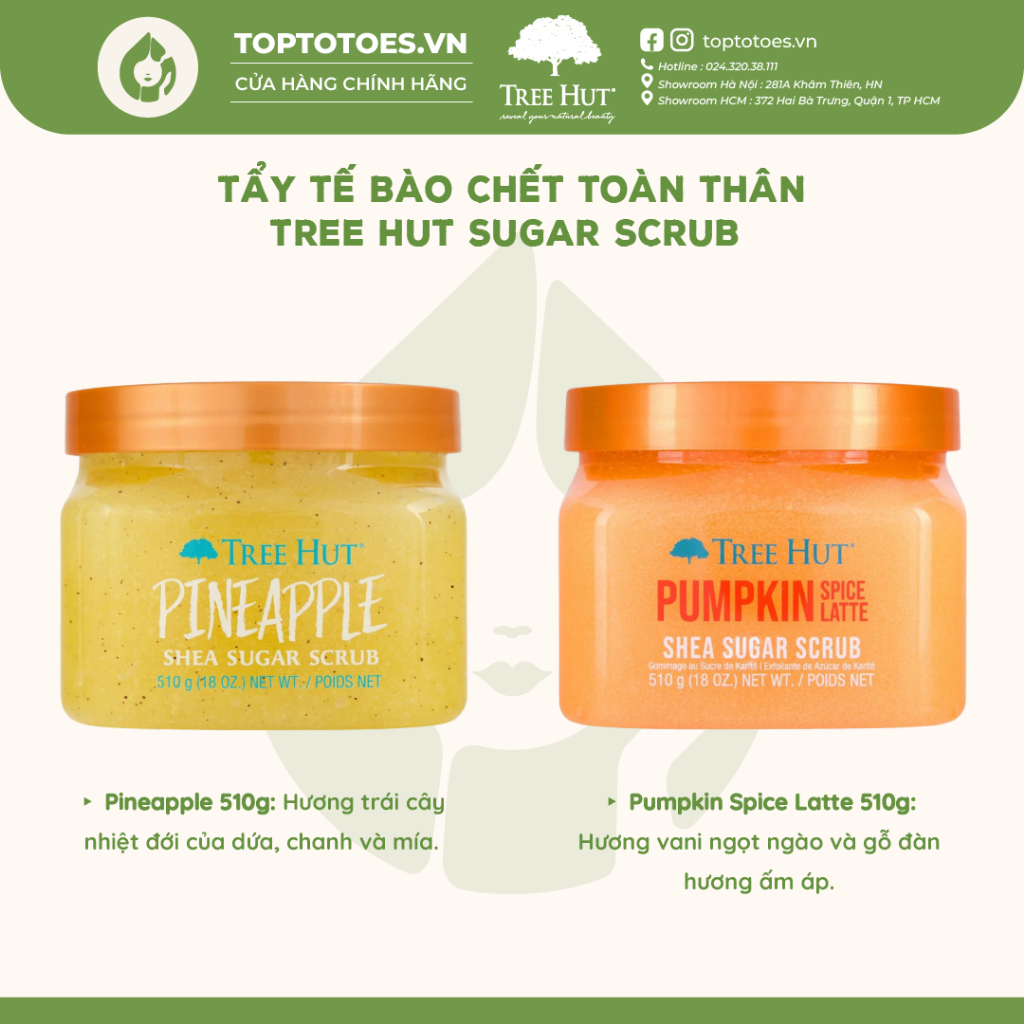 Tẩy tế bào chết toàn thân Tree Hut Sugar Scrub 255g/510g