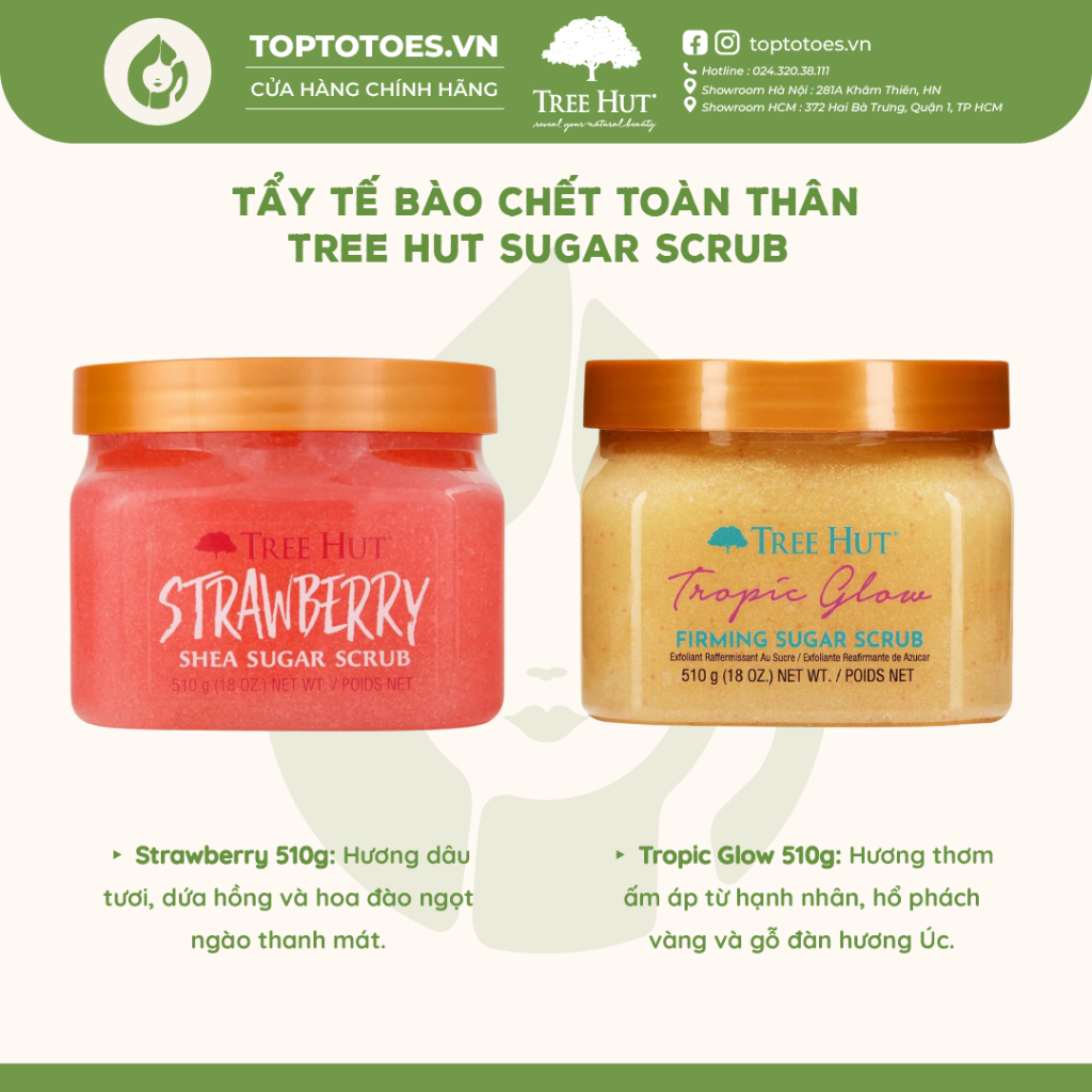 Tẩy tế bào chết toàn thân Tree Hut Sugar Scrub 255g/510g